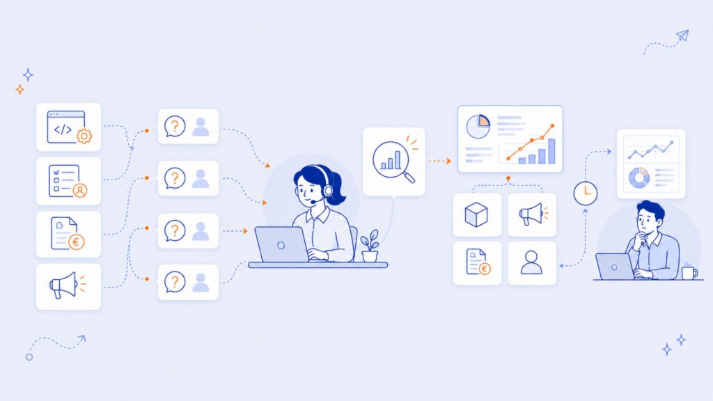 De klantenservice of helpdesk weet wat er speelt voor management het ziet.